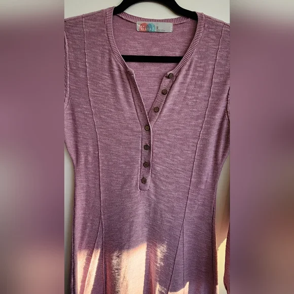 Free People Beach Size XS Miles of Henley Cotton Long Sleeve Maxi Dress - Picture 5 of 6